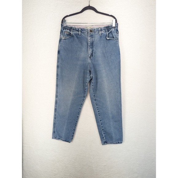 Lee Denim - Vintage Lee Mom Jeans Women's Side Elastic at the‎ Waist Med Wash 16 Petite